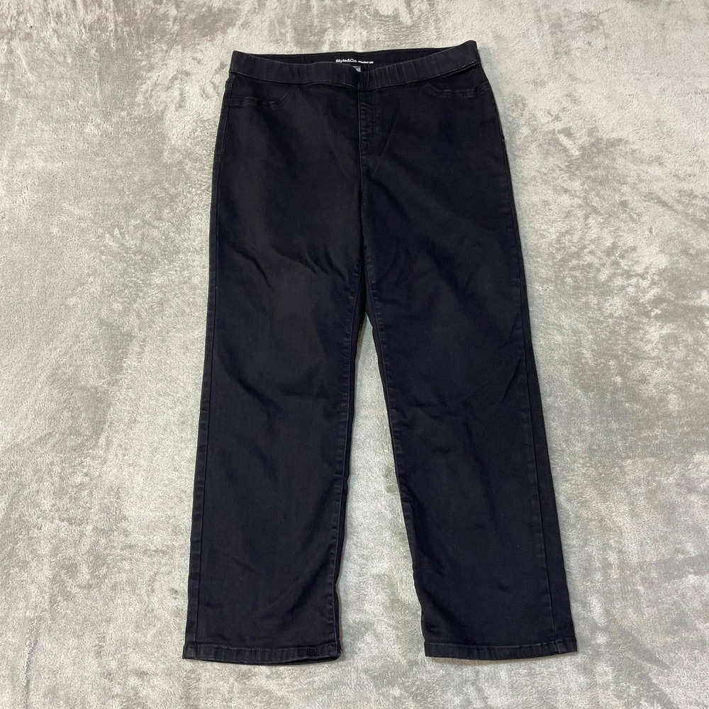 Style&Co Women's PXL Black Straight Leg Jeans Stretched Pull on